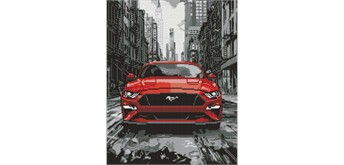 Ideyka AMO8238 Diamond Painting Roter Mustang 40 x 50 mit Rahmen