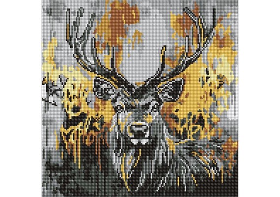 Ideyka AMO8257 Diamond Painting Goldener Hirsch 40 x 40 mit Rahmen