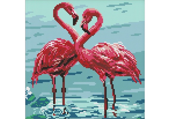 Ideyka AMO8261 Diamond Painting Leuchtende Flamingos 30 x 30 mit Rahmen