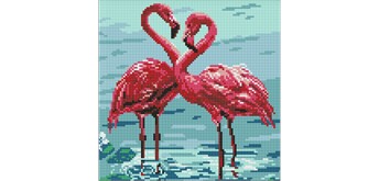 Ideyka AMO8261 Diamond Painting Leuchtende Flamingos 30 x 30 mit Rahmen