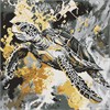 Ideyka AMO8262 Diamond Painting Goldene Schildkröte 40 x 40 mit Rahmen