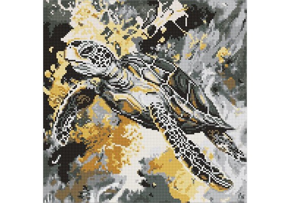 Ideyka AMO8262 Diamond Painting Goldene Schildkröte 40 x 40 mit Rahmen
