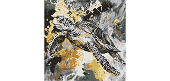 Ideyka AMO8262 Diamond Painting Goldene Schildkröte 40 x 40 mit Rahmen