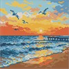 Ideyka AMO8271 Diamond Painting Am Meeresufer 30 x 30 mit Rahmen