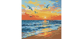 Ideyka AMO8271 Diamond Painting Am Meeresufer 30 x 30 mit Rahmen