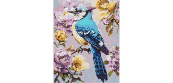 Ideyka AMO8294 Diamond Painting Eichelhäher in Pfingsrosen 40 x 50 cm