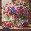 Ideyka AMO8314 Diamond Painting - Blumenstrauss und Obst 40 x 40 cm mit Rahmen