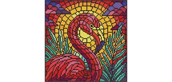 Ideyka AMO8318 Diamond Painting - Buntglasfenster - Flamingo 30 x 30 cm mit Rahmen