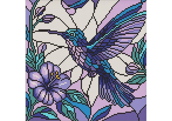 Ideyka AMO8319 Diamond Painting - Buntglasfenster - Kolibri 30 x 30 cm