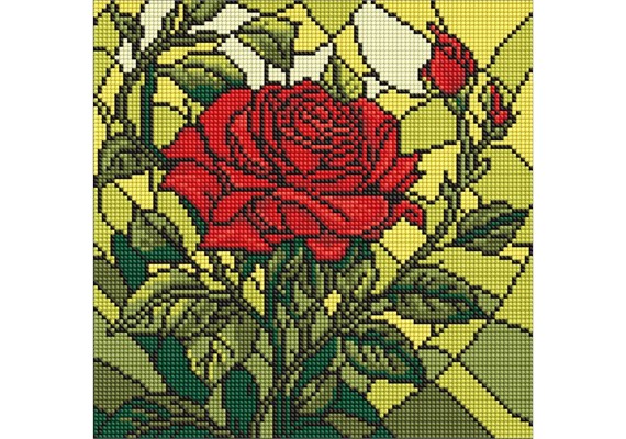 Ideyka AMO8321 Diamond Painting - Buntglasfenster - Rose 30 x 30 cm mit Rahmen