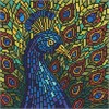 Ideyka AMO8323 Diamond Painting - Buntglasfenster - Pfau 30 x 30 mit Rahmen