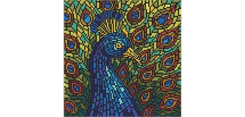 Ideyka AMO8323 Diamond Painting - Buntglasfenster - Pfau 30 x 30 mit Rahmen