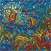Ideyka AMO8324 Diamond Painting - Buntglasfenster - Meereswelt 30 x 30 cm mit Rahmen