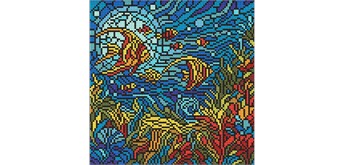 Ideyka AMO8324 Diamond Painting - Buntglasfenster - Meereswelt 30 x 30 cm mit Rahmen