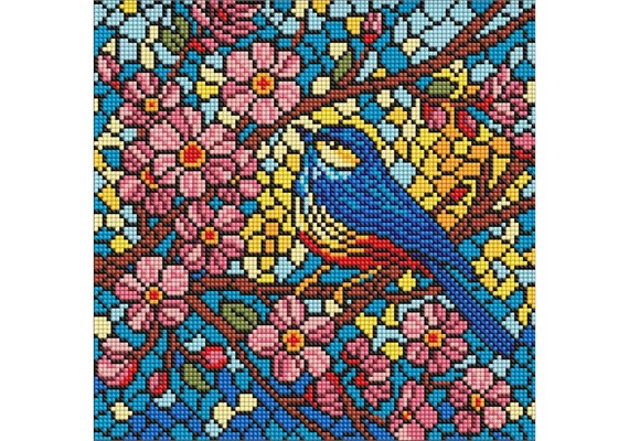 Ideyka AMO8326 Diamond Painting - Buntglasfenster - Meise 30 x 30 cm