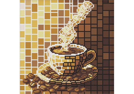 Ideyka AMO8327 Diamond Painting - Buntglasfenster - Kaffee 30 x 30 cm mit Rahmen