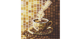 Ideyka AMO8327 Diamond Painting - Buntglasfenster - Kaffee 30 x 30 cm mit Rahmen
