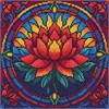 Ideyka AMO8330 Diamond Painting - Buntglasfenster - Lotus 30 x 30 cm mit Rahmen