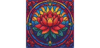Ideyka AMO8330 Diamond Painting - Buntglasfenster - Lotus 30 x 30 cm mit Rahmen