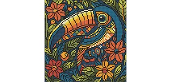 Ideyka AMO8332 Diamond Painting - Buntglasfenster - Tukan 30 x 30 cm mit Rahmen