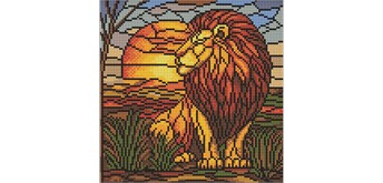 Ideyka AMO8334 Diamond Painting - Buntglasfenster - Löwe 30 x 30 cm mit Rahmen