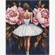 Ideyka AMO8346 Diamond Painting Ballerina mit rosa Pfingstrosen 40 x 50 cm