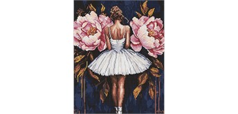 Ideyka AMO8346 Diamond Painting Ballerina mit rosa Pfingstrosen 40 x 50 cm