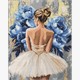Ideyka AMO8350 Diamond Painting Ballerina mit blauen Pfingstrosen 40 x 50 cm