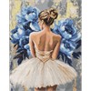 Ideyka AMO8350 Diamond Painting Ballerina mit blauen Pfingstrosen 40 x 50 cm