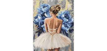 Ideyka AMO8350 Diamond Painting Ballerina mit blauen Pfingstrosen 40 x 50 cm