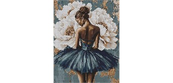 Ideyka AMO8352 Diamond Painting Ballerina mit weissen Pfingstrosen 40 x 50 cm