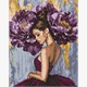 Ideyka AMO8353 Diamond Painting Ballerina mit violetten Pfingstrosen 40 x 50 cm