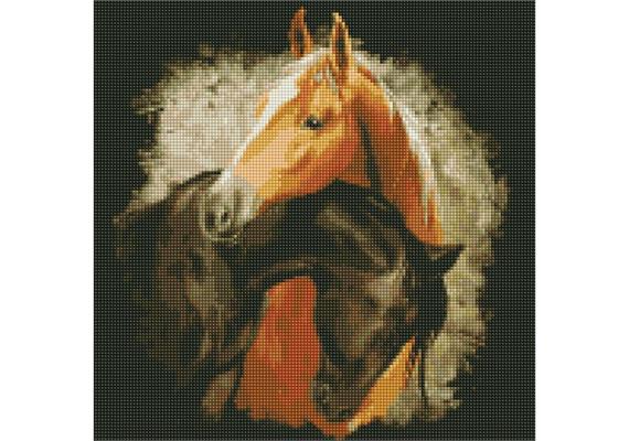 ideyka Diamond Painting - Pferde mit Rahmen 40 x 40 cm