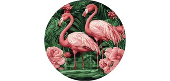 ideyka KHO-R1005 Malen nach Zahlen -Flamingos in Blumen 39 cm