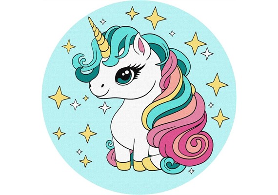 ideyka KHO-R1042 Malen nach Zahlen - Kleines Einhorn rund 19 cm ideyka KHO-R1042 Malen nach Zahlen - Kleines Einhorn rund 19 cm