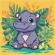 ideyka KHO1260 Malen nach Zahlen - Flusspferd in den Tropen 30 x 30 cm