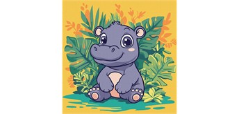 ideyka KHO1260 Malen nach Zahlen - Flusspferd in den Tropen 30 x 30 cm