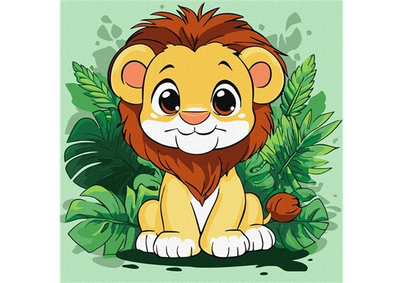 ideyka KHO1272 Malen nach Zahlen - Ein fröhliches Löwenjunges 30 x 30 cm