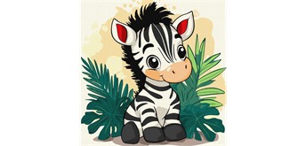 ideyka KHO1273 Malen nach Zahlen - Ein fröhliches Zebra 30 x 30 cm