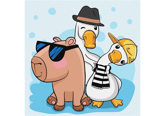 ideyka KHO1274 Malen nach Zahlen - Capybara und Freunde 30 x 30 cm