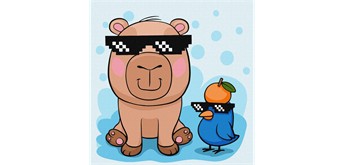ideyka KHO1277 Malen nach Zahlen - Capybara und Vogel mit Brille 30 x 30 cm