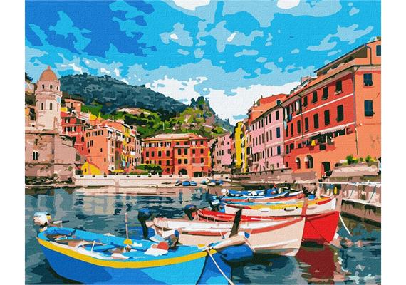 ideyka KHO2725 Malen nach Zahlen - Eine Stadt in Italien 50 x 40 cm