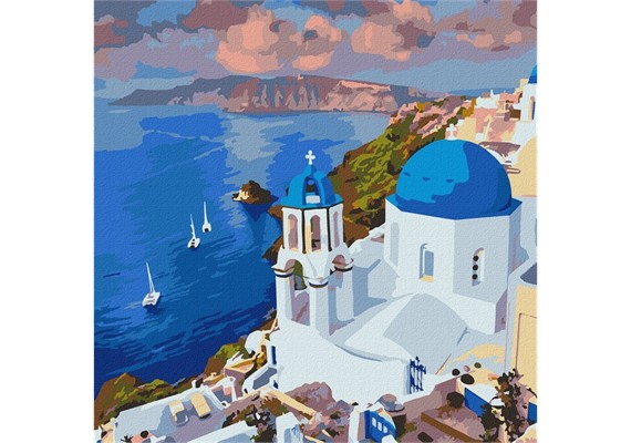 Ideyka KHO2754 Malen nach Zahlen - Das malerische Santorin 50 x 50 cm