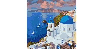 Ideyka KHO2754 Malen nach Zahlen - Das malerische Santorin 50 x 50 cm