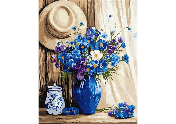 Ideyka KHO3326 Malen nach Zahlen Kornblumenstrauss 40 x 50 cm