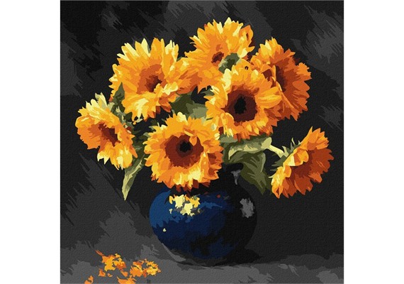 Ideyka KHO3330 Malen nach Zahlen Sonnenblume im Dunkeln 40 x 40 cm