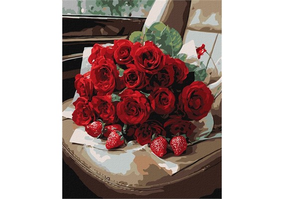 Ideyka KHO3337 Malen nach Zahlen - Romantischer Rosenstrauss 40 x 50 cm