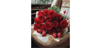 Ideyka KHO3337 Malen nach Zahlen - Romantischer Rosenstrauss 40 x 50 cm