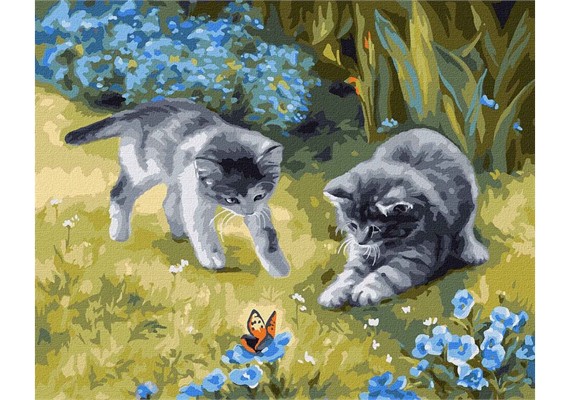 ideyka KHO4252 Malen nach Zahlen - Katzen im Garten 40 x 50 cm