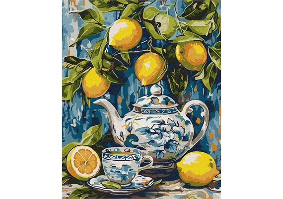 Ideyka KHO5753 Malen nach Zahlen Zitronen und Keramik 40 x 50 cm